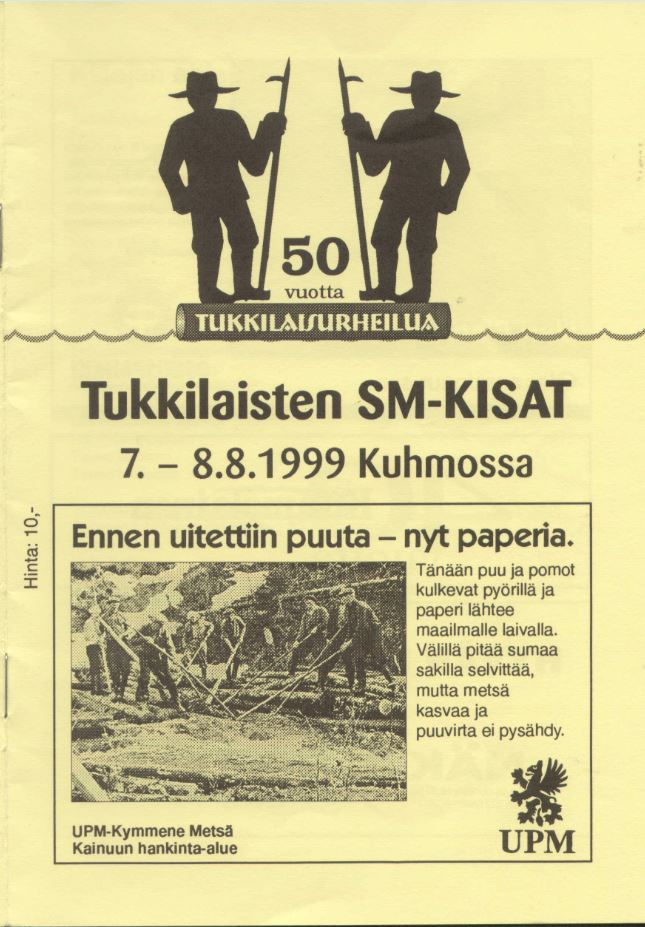 SM Tukkilaiskisat Kuhmo 7 8 8 1999 kansi